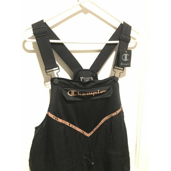 Champion Womens Overall Bib Athletic Jumpsuit Jumper Black Rose Gold Medium New - Picture 7 of 11